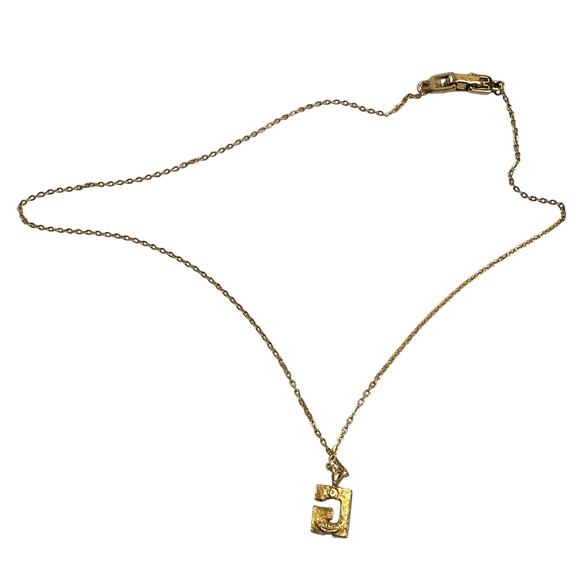 Vintage Givenchy "G" Necklace Gold Plated with 2 Rhinestones - - Picture 13 of 15